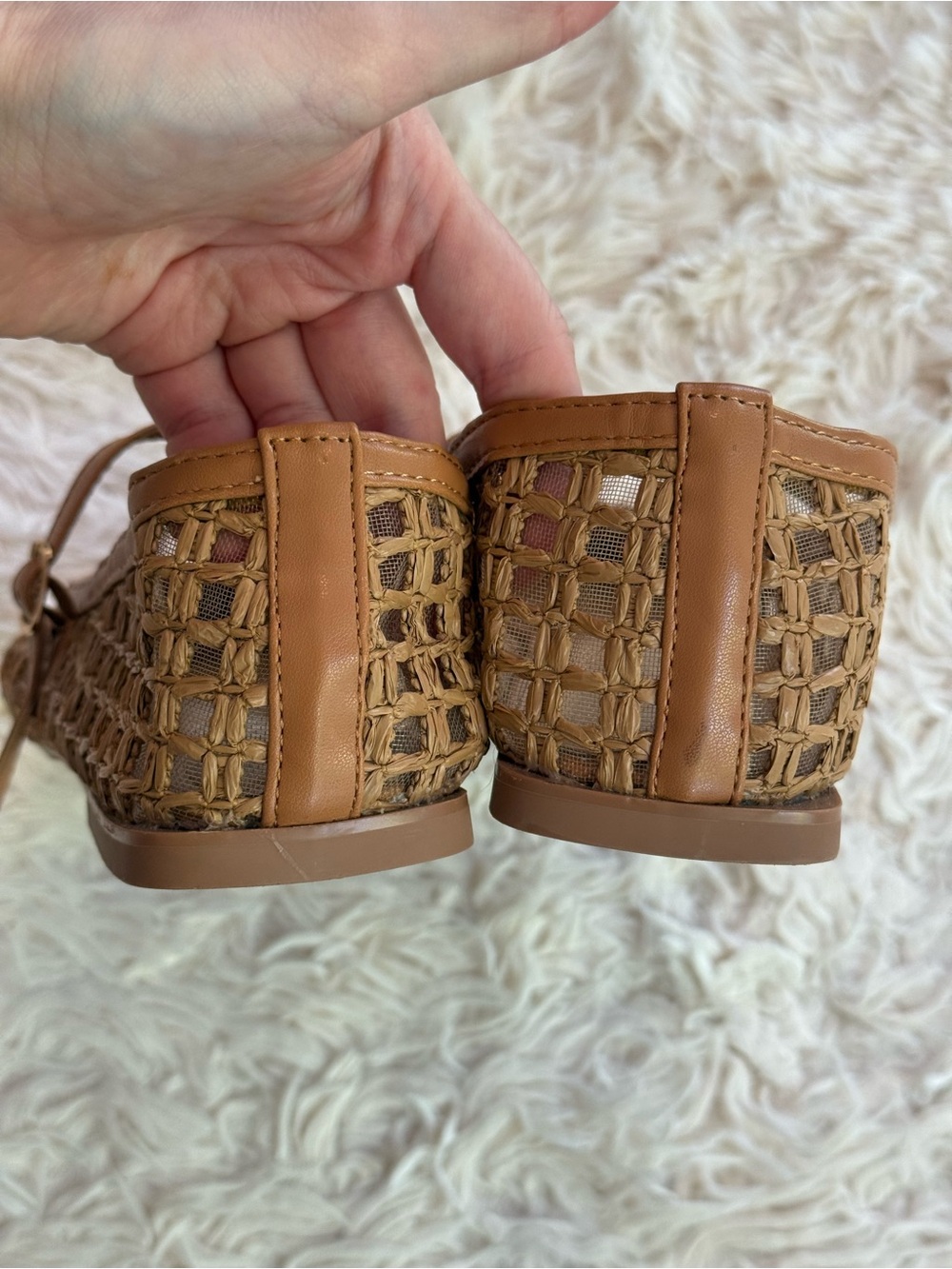 Tillus Woven Mesh Mary Jane Flats Brown Square Toe Shoes Women’s Size 10 - Picture 4 of 8